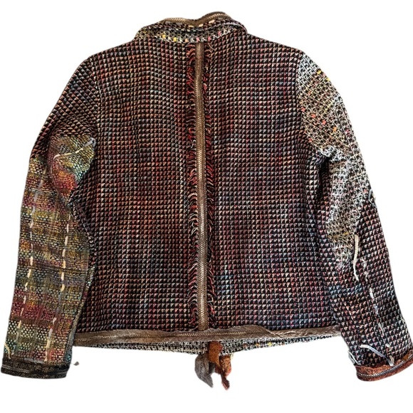 Yak Magik Art To Wear Black Multi Mixed Media Open Blazer Size Medium - Picture 9 of 15